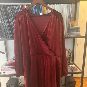 red velvet v neck dress, old navy sz 3X! like new